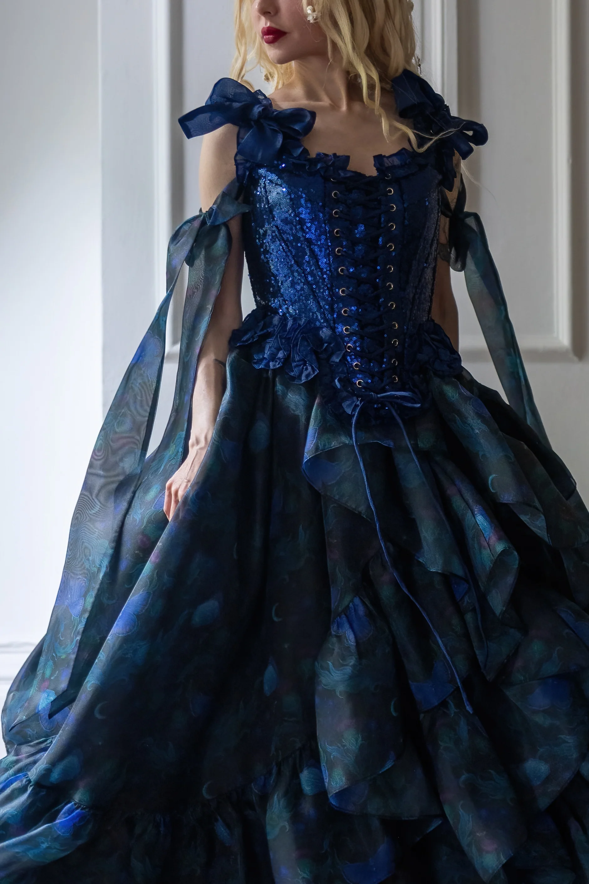 Blue Morpho Pompadour Corset - Image 3