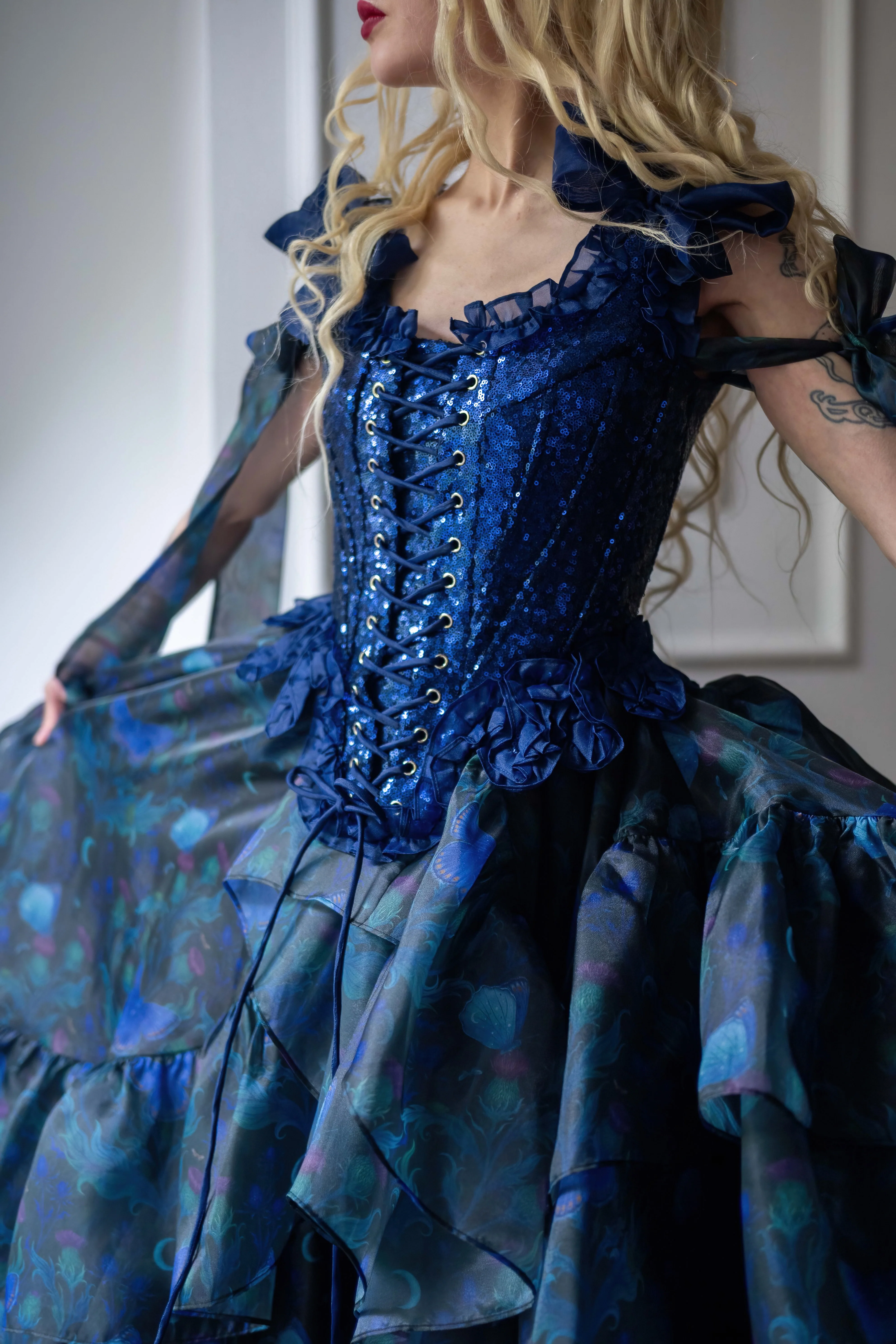 Blue Morpho Pompadour Corset - Image 6