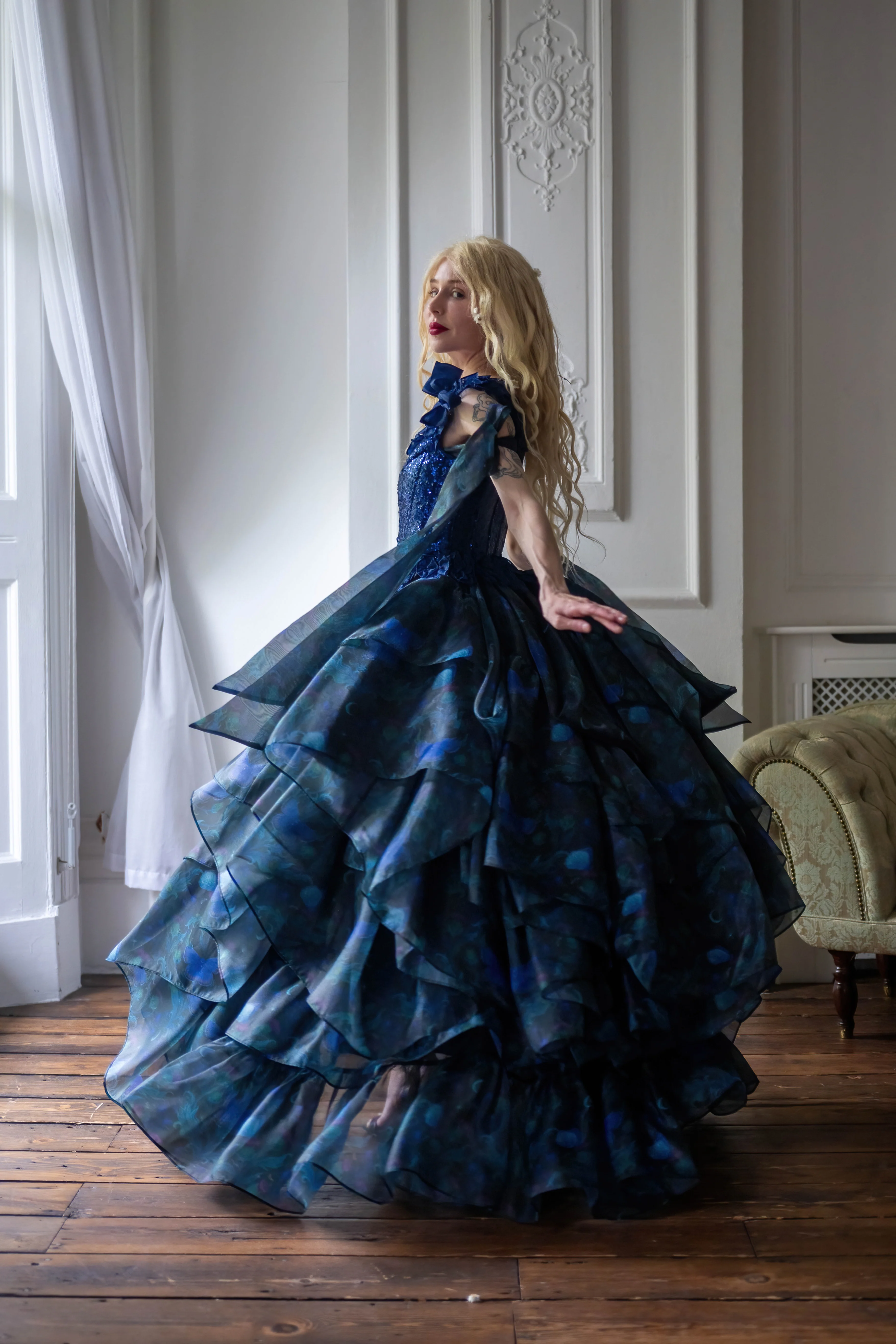 Blue Morpho Pompadour Corset - Image 9
